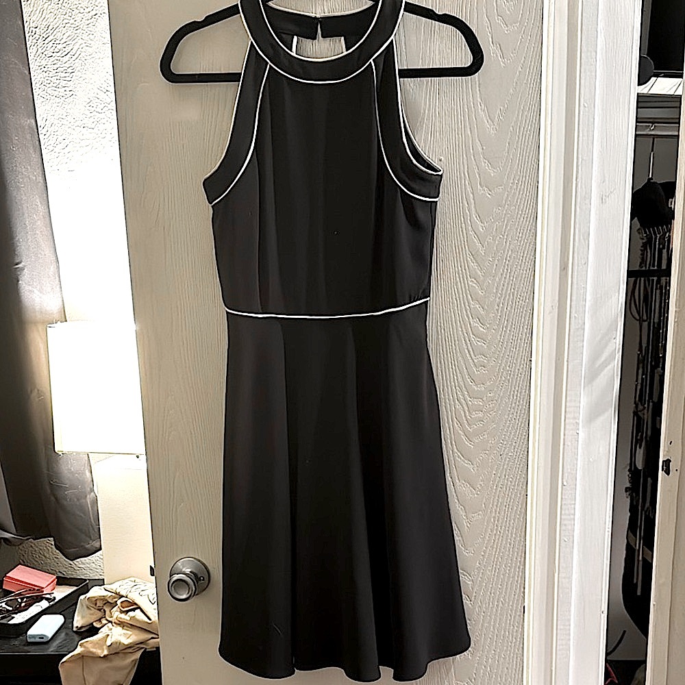 White House Black Market Black and White Halter Cut Out Mini Dress
